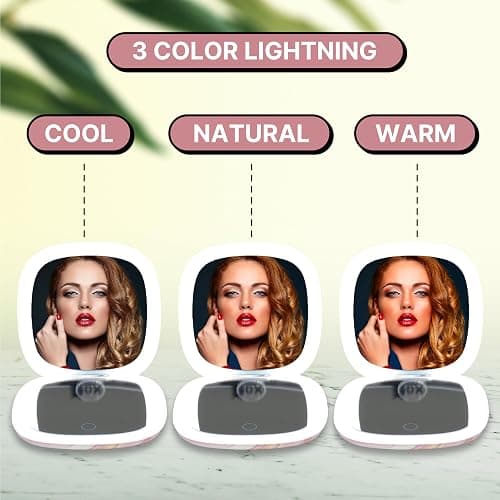 NJ GLAM Lighted Makeup Compact Mirror, 3.9 Inch – 1x/10x Magnification Portable, LED – Auto Light On/Off - USB Charging, (Blush Marble) thumbnail 5
