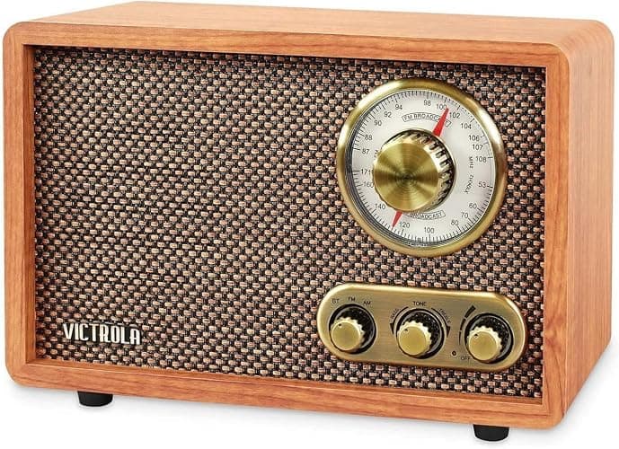 Victrola Willow – Retro Wood Bluetooth Radio with Built-in Speakers: Elegant & Vintage Design, Rotary AM/FM Tuning Dial, Bass & Treble Control, Wireless Streaming (Walnut) - Image 1