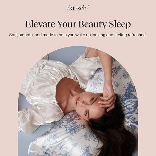 Bridgerton x Kitsch Satin Pillowcase W/Zipper - Size 19x26, Garden Toile | Softer Than Silk Pillow Cases, Smooth Cooling Satin Pillow Case for Hair and Skin, Wrinkle-Free, Machine Washable thumbnail 9