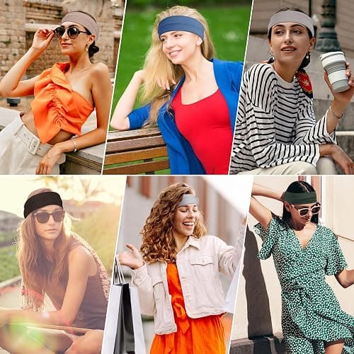 Ztomine Headbands for Women, 8pcs Stretchy Non Slip Soft Cotton Cloth Hair Bands for Sports, Workout, Yoga and Running thumbnail 4
