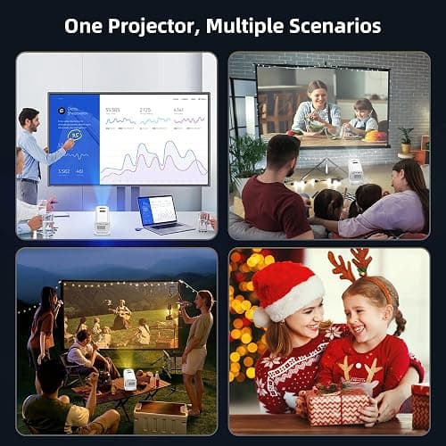 Mini Projector, Portable Projector 4K Support, Full HD 1080P Outdoor Projector, 270° Rotation Movie Projector, Compatible with Smartphone, TV Stick, Laptop, PS4, HDMI, USB (No WiFi or Bluetooth) thumbnail 8