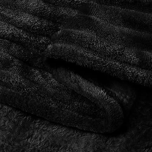 BEDELITE Ribbed Jacquard Black Fleece Throw Blanket for Couch, 50x60 Inch | Soft Warm Decorative Fluffy Blanket, Cozy Plush Lightweight Fuzzy Throw Blanket for Bed Sofa Home Room Decor, Gift for Women thumbnail 9