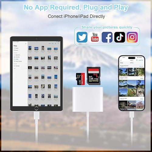 SZHAIYIJIN SD Card Reader for iPhone, Memory Card Reader with USB Camera Adapter Plug and Play Trail Game Camera Viewer Supports SD and TF Card MicroSD Card Adapter for iPad No App Required thumbnail 3