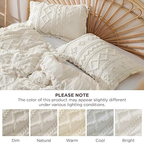 Bedsure Boho Duvet Cover Queen Size, Soft & Comfortable Elegant Design Boho Bedding for Decoration, Machine Washable Comforter Cover for All Seasons,Includes 1 Duvet Cover & 2 Pillow Shams,Beige thumbnail 9
