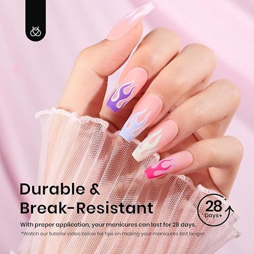 Beetles Gel Nail Tips Medium Coffin Etch X, 12 Sizes 288Pcs Pre Shaped Half Matte Full Cover Press On False Nails Tips Acrylic Fake Nail Extensions Kit Easy DIY Salon Manicure Gift for Women thumbnail 4