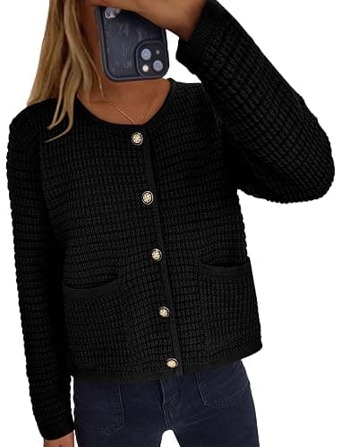PRETTYGARDEN Women Knit Cardigan Sweaters Fall Fashion Long Sleeve Open Front Button Down Trendy Casual Jacket Winter Clothes thumbnail 5