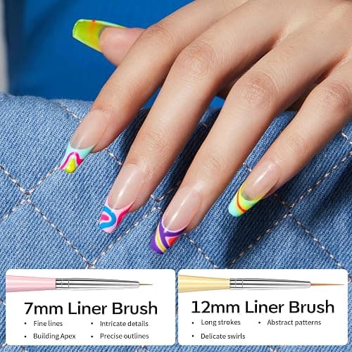 Modelones Nail Art Brushes Set, Nail Brush kit Gel Polish, Extension Gel, Liner, Clean up, Carving, Apex Building, Dotting Pens Professional Tools for Drawing Painting 3D Design Salon & DIY Use thumbnail 4