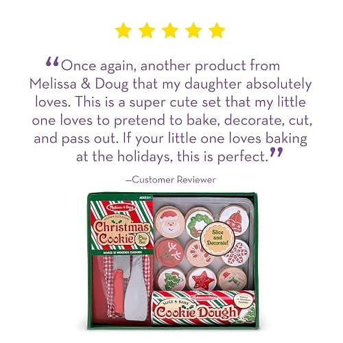 Melissa & Doug Slice and Bake Wooden Christmas Cookie Play Food SetPretend Holiday Santa Cookies for Kids 3+ thumbnail 5