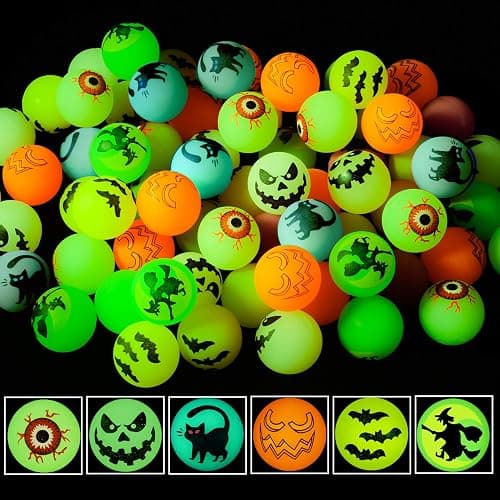 72 PCS Halloween Glow in The Dark Bouncing Balls, Party Favors Supplies | Halloween Theme Glowing Bouncy Balls, for Halloween Party Supplies, Party Favors, Trick or Treating Goodies - Image 1
