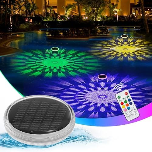 MATEPROX Solar Floating Pool Lights, Rechargeable RGB Pool Light with Remote Control, 9 Lighting 3 Mode, IPX7 Waterproof for Swimming Pool, Garden, Bathtub, Indoor Parties(1 PCS) - Image 1