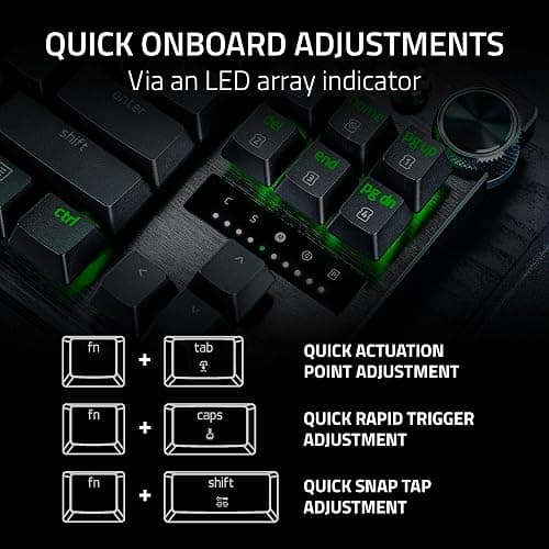 Razer Huntsman V3 Pro 8KHz Esports Gaming Keyboard: Analog Optical Switches Gen 2-8000 Hz Polling Snap Tap - Rapid Trigger - Adjustable Actuation - Media Controls - PBT Keycaps - Black thumbnail 10