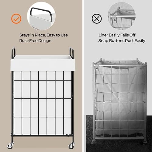 Laundry Hamper with Wheels, 90L Laundry Basket with Handle, Laundry Sorter with Removable Liner Bag thumbnail 4