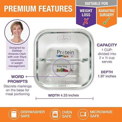 Portion Perfection Bariatric Must Haves / 3 Pk Bariatric Meal Prep Containers Reusable Glass Portion Control Container | Gastric Sleeve Must Haves | Bari Preppers thumbnail 2