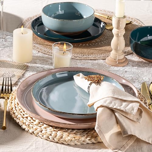 AmorArc Dinnerware Sets for 4, 12 Pieces Ceramic Plates and Bowls Set | Scratch Resistant Stoneware Dishes Set, Dishwasher & Microwave Safe, Colorful thumbnail 6