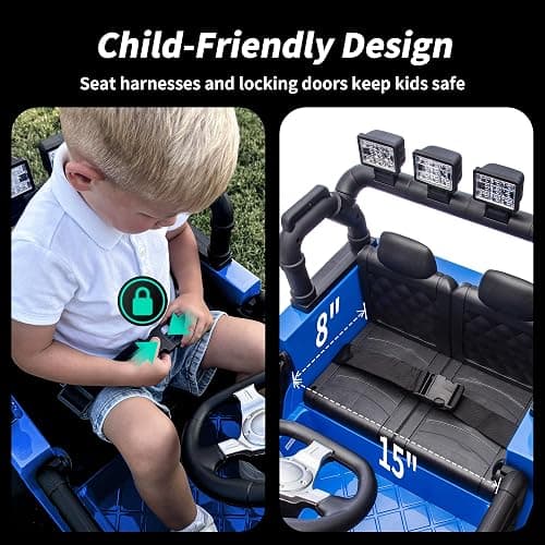 Hikiddo 24V Kids Ride on Car, Kids Electric Vehicles Car Ride on Toy Truck for Toddlers 3-5 w/Remote Control, 400W Motor - Blue thumbnail 6