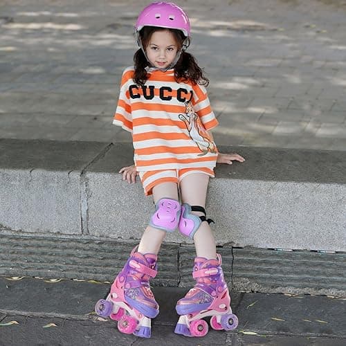 METROLLER Kids Roller Skates Girls Ages 4-6 5-8 8-12 Adjustable Toddler Roller Skates Shining Wheels Little Unicorn Sports Outdoors - Purple - Small-Little kid (10c-13c US) thumbnail 2