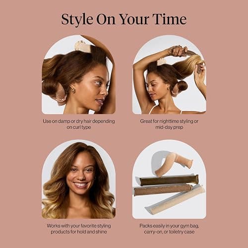 Kitsch XL Flexi Rods for Heatless Curls Overnight - Soft Velvet Hair Rollers for Women - Hair Curlers to Sleep In - Eucalyptus, 4pcs thumbnail 8