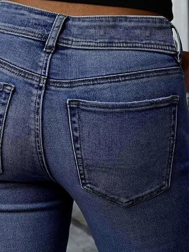 Flamingals Women's Bell Bottom Jeans Flare Distressed Ripped Stretchy Mid Rise Bootcut Denim Jeans thumbnail 5