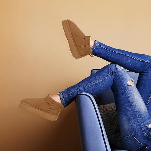 Polar Women s Platform Boots Slippers Faux Suede, Flexible Waterproof Anti Slip Rubber Sole With Memory Foam, Faux Fur-Lined Slip-On Slippers, Ladies Walking Shoes for Indoor & Outdoor thumbnail 2