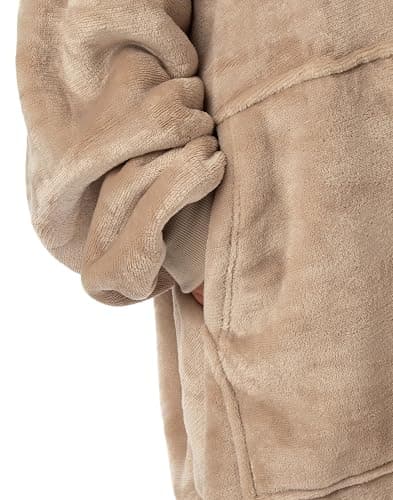 Pusheen Womens Wearable Hooded Blanket | Ladies Embroidered Cat Fleece Hoodie in Brown | Cozy Pullover Loungewear thumbnail 7