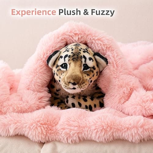 Smoofy Faux Fur Blanket Rabbit Fleece - Blush Pink Fluffy Blanket for Sofa, Cozy Soft Plush Throw Blanket for Couch Bed, Luxury Thick Fuzzy Couch Blanket for Winter, Comfy Bubble Blanket - 50" x 60" - Pink - Throw(50" x 60") thumbnail 7