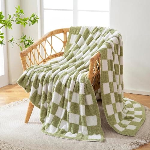 YIRUIO Checkered Knit Throw Blanket 50x60 | Ultra Soft Microfiber, Reversible, Fluffy Fuzzy Cozy, For Bed, Sofa Couch Home Decor thumbnail 5