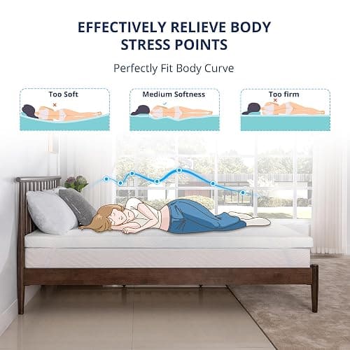 3 Inch Gel Memory Foam Mattress Topper Queen Size, Cooling Bed Topper for Pressure Relief with Removable Breathable Soft Cover, CertiPUR-US Certified thumbnail 4