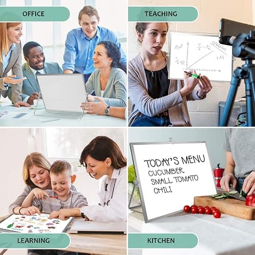 GMAOPHY Dry Erase White Board, 16inX12in Large Magnetic Desktop Whiteboard with Stand, 10 Markers, 4 Magnets, 1 Eraser, Portable Double-Sided White Board Easel for Kids Memo to Do List Desk School thumbnail 6