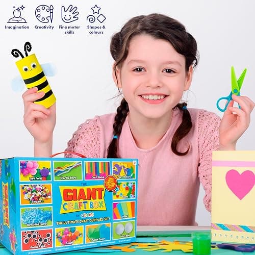 abeec Giant Craft Kit for Kids | 1000+ Piece Art & Craft Supplies Box | DIY Arts Set with Pom Poms, Beads, Stickers & More | Creative Activities for Boys & Girls | Gift for Ages 5+ thumbnail 4