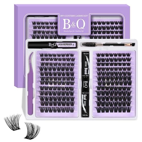B&Qaugen Lash Extension Kit 192 PCS Eyelash Extension Kit D Curl Lash Clusters Kit Wispy Individual Lash Kit DIY Lash Extension Kit with Lash Glue and Remover Applications (B05+B06, Kit) - Image 1