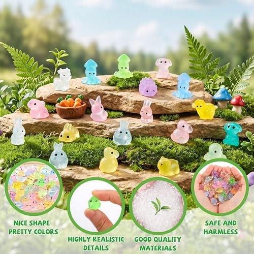 Alotiki 180 PCS Luminous Mini Resin Animals, 60 Styles Tiny Resin Animals | Mini Figurines In Bulk for Fairy Gardens, Classroom Prizes, Party Decor, DIY Crafts, Mini Glow In The Dark Resin Animals Bulk thumbnail 4