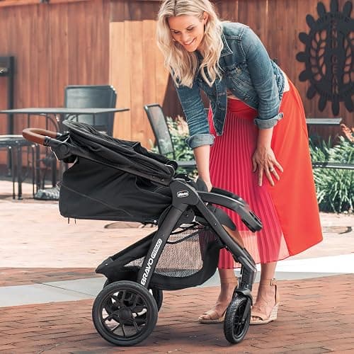 Chicco Bravo Primo 3-in-1 Trio Travel System, Bravo Primo Quick-Fold Stroller with KeyFit 35 Zip Infant Car Seat and Base, Springhill/Black thumbnail 6