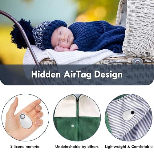 for Airtag Holder for Kids Hidden 4 Pack GPS Tracker Case, Anti-Removal for Airtag Silicone Case with Pins, Suitable for Children, Elderly, Pets, Backpack, Luggage(White, Blue) thumbnail 2