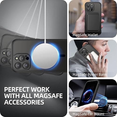 BERFY for iPhone 16 Pro Case, Compatible with MagSafe, Built-in Privacy Screen Protector and Camera Protection, Anti-Spy Full Body Shockproof Clear Phone Case for 16 Pro 6.3", Black thumbnail 7