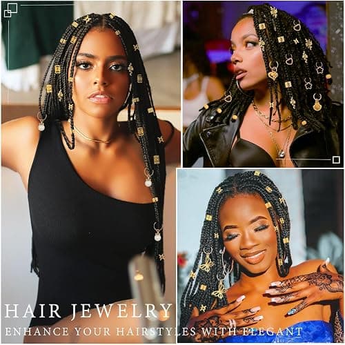 236PCS Gold Hair Accessories Set: Jewelry, Charms, Rings and Cuffs for Braids, Dreadlocks, Loc Styles and Rave Hair Styling thumbnail 5
