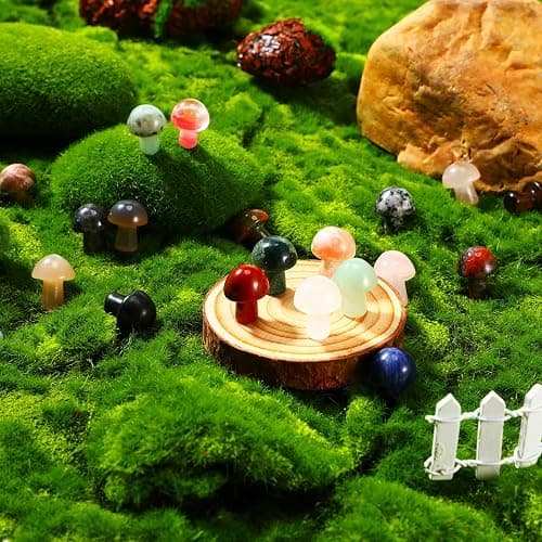 Nuanchu 20 Pcs Crystal Mushroom Decor Hand Making Mini Sculpture Mushroom Worry Stone Figurines Bulk Gemstone Polished Trinkets for Party Favors Stuff Witchcraft DIY Meditation Garden(Vivid Colors) thumbnail 2