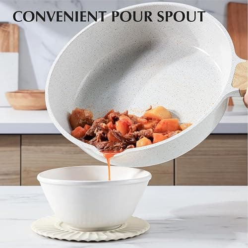 SENSARTE Nonstick Ceramic Cookware Set 13-Piece, Healthy Pots and Pans Set, Non-toxic Kitchen Cooking Set with Stay-Cool Handles, Silicone Tools and Pot Protectors, PFAS and PFOA Free - White thumbnail 8