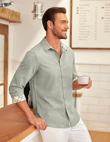 COOFANDY Men's Long Sleeve Button Down Shirts Casual Untucked Shirt Regular Fit Dress Shirt thumbnail 5