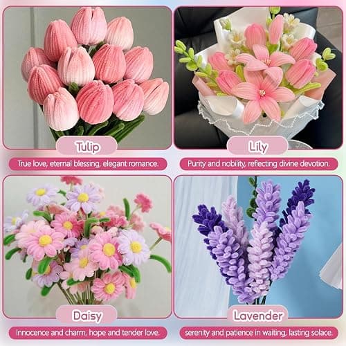 Lnopever 400PCS Pipe Cleaners Set, Diy Fil Chenille, 5 Couleurs Avec Fil Floral, Un Cadeau Pour Les Adultes Et Les Amateurs D'Artisanat thumbnail 3
