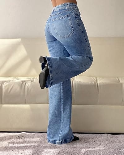 EMMIOL Women Bootcut Jeans Flare Jeans Mid-High Waisted Stretchy Jeans Trendy 90s Denim Pants thumbnail 4