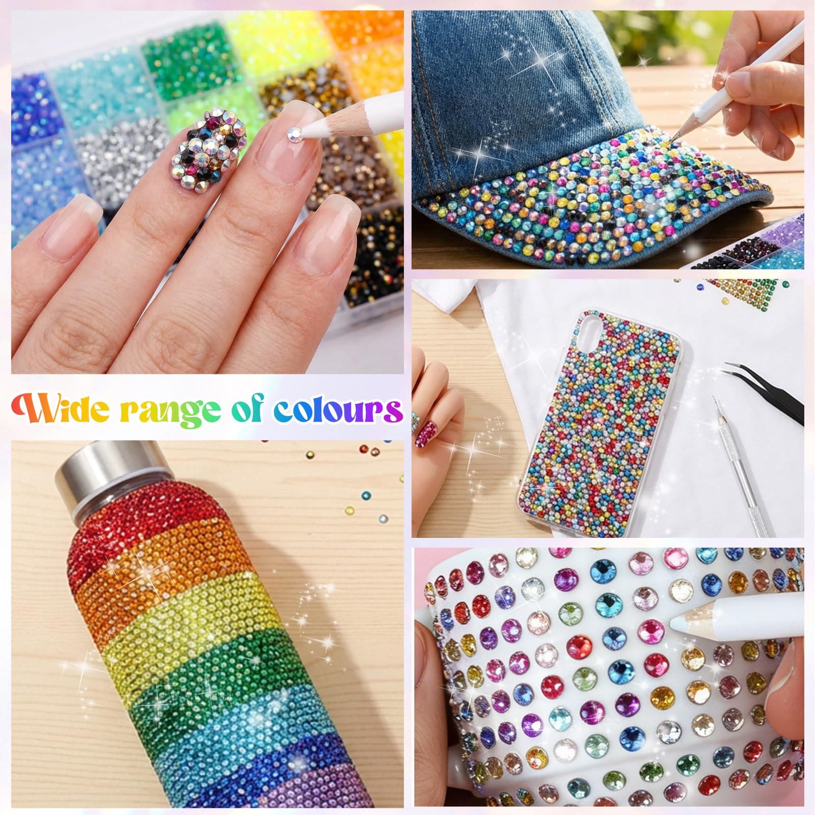 18000/32000/45000 PCS Resin Jelly Rhinestones with Tweezers,Mixed-Color 3mm Flatback Gems, Bedazzling Crystal for DIY Crafts Clothing Tumblers Mugs Shoes Fabric Nail Art for Crafting, Varied Shape (40 colors with 2× Pickup Tool) thumbnail 7