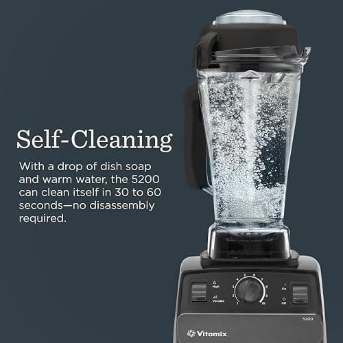 Vitamix 5200 Blender, Professional-Grade Blender for Smoothies, Soups, Ice Cream and More, Stainless-Steel Blades, Self-Cleaning Kitchen Appliance, 64 Oz Container, Black thumbnail 7