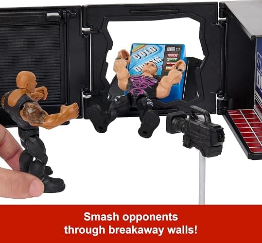 Mattel WWE Knuckle Crunchers 2-in-1 Microphone & Playset with Action Figure & 2 Accessories, Final Boss Set with 3.25-inch The Rock thumbnail 4