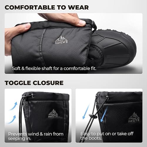 NORTIV 8 Men's Waterproof Winter Snow Boots Insulated Fur Liner Lightweight Outdoor Tall Boots thumbnail 5