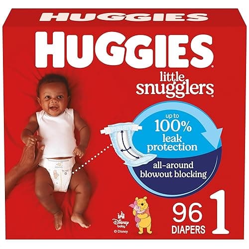Huggies Size 1 Diapers, Little Snugglers Baby Diapers, Size 1 (8-14 lbs), 96 Count, Packaging May Vary - Size 1 - 96
