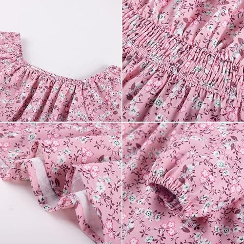 GRACE KARIN Girls Fall Dress Floral Long Sleeve Midi with Smocked Waist for Holiday Party 6-14Y thumbnail 3