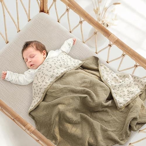 Lulu Moon Muslin Baby Blanket - Cotton Toddler Blankets for Cribs - Quilt Nursery Blanket for Baby Boys and Girls 47"x47"(Autumn Leaf) thumbnail 2