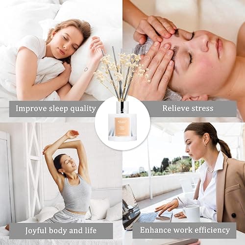 Airkeep Reed Diffuser Set,3.38 fl oz (100 ml) - Coconut Vanilla Oil Diffusers with 8 Reed Sticks, Home Fragrance Reed Diffuser for Bathroom Shelf Decor thumbnail 7