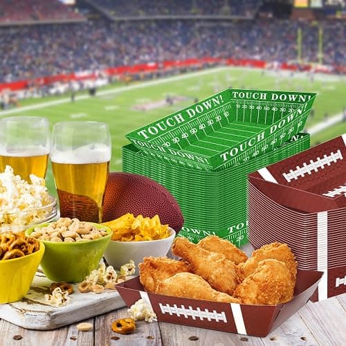 50Pcs Football Party Supplies, 5lb Football Food Plates, Football Paper Trays Disposable Bowls Nacho Trays, Football Theme Party Favors for Gameday, Carnivals, Birthday, Sport, Party Decor thumbnail 2