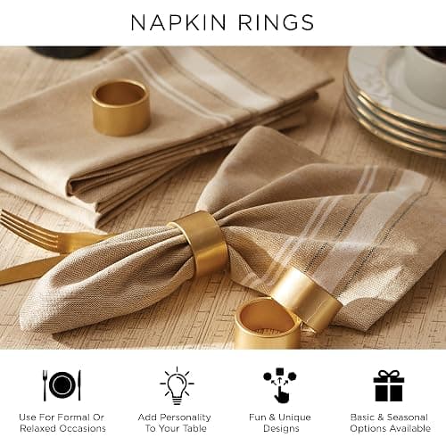 DII Basic Napkin Ring Collection Decorative, Gold, One Size, 6 Count thumbnail 9